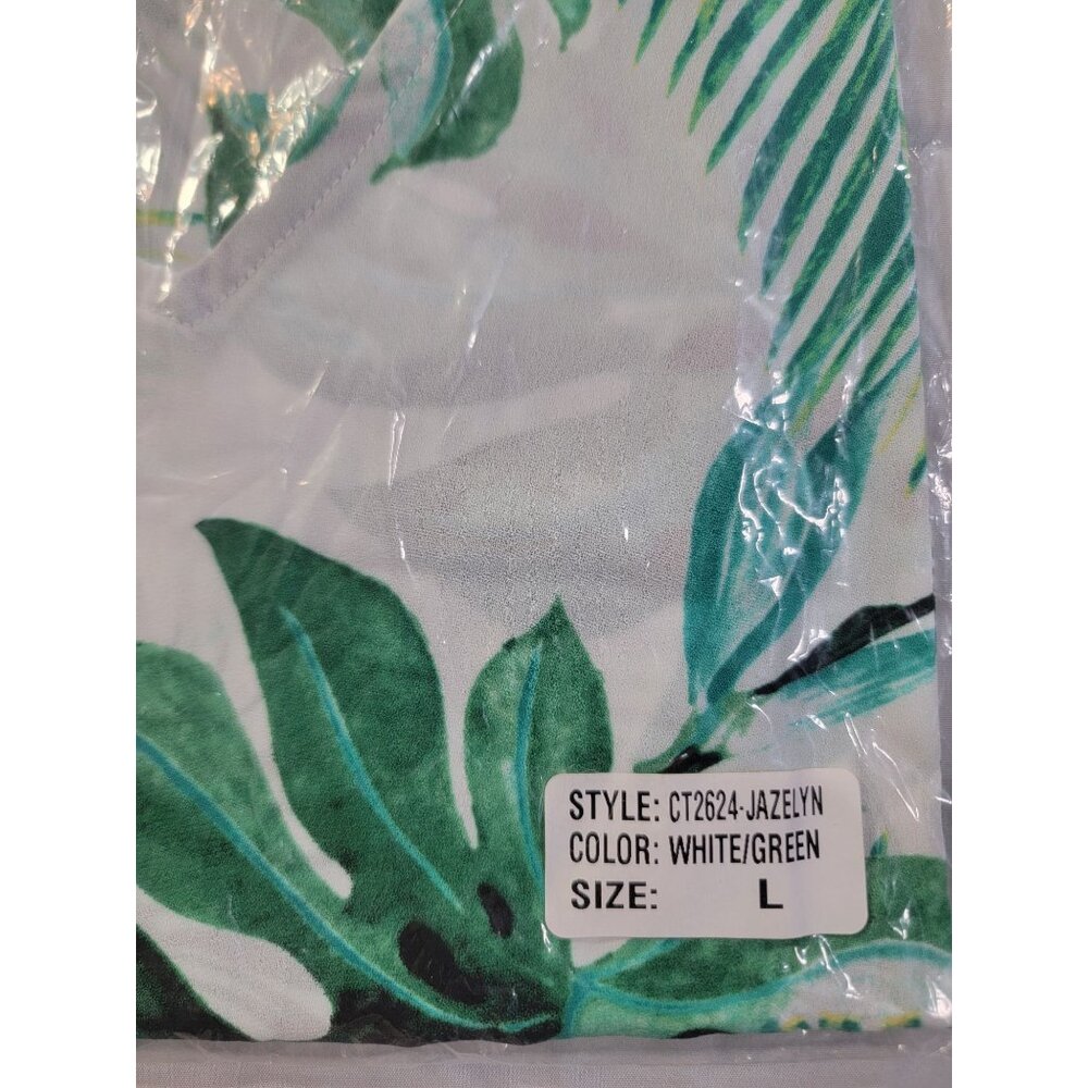 Caramela Beach Cover-up Womens Lrg Loose Fit Plam Leaf Design Polyester New - Picture 3 of 6